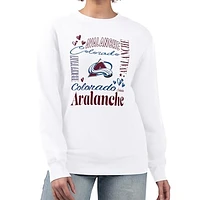 Women's G-III 4Her by Carl Banks White Colorado Avalanche Collage Graphic Fleece Long Sleeve Pullover Sweatshirt