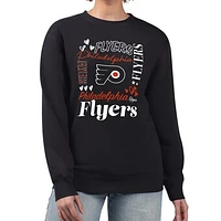 Women's G-III 4Her by Carl Banks Black Philadelphia Flyers Collage Graphic Fleece Long Sleeve Pullover Sweatshirt