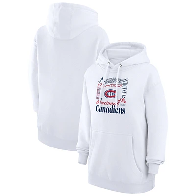 Women's G-III 4Her by Carl Banks White Montreal Canadiens Collage Team Graphic Tri-Blend Fleece Pullover Hoodie