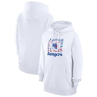 Women's G-III 4Her by Carl Banks White New York Rangers Collage Team Graphic Tri-Blend Fleece Pullover Hoodie