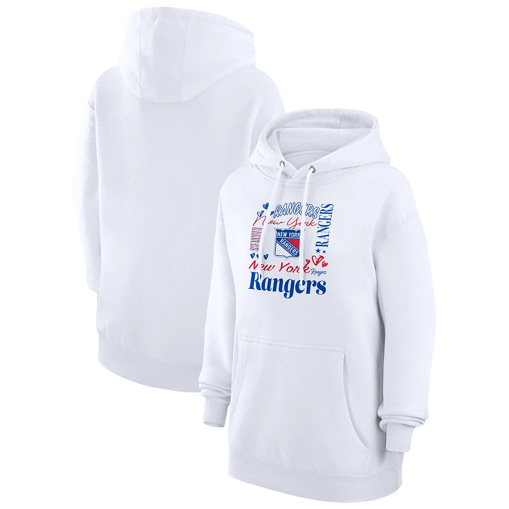 Women's G-III 4Her by Carl Banks White New York Rangers Collage Team Graphic Tri-Blend Fleece Pullover Hoodie