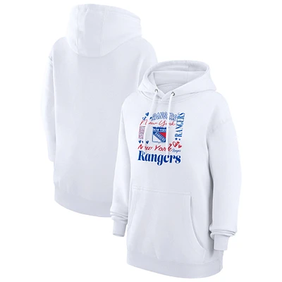 Women's G-III 4Her by Carl Banks White New York Rangers Collage Team Graphic Tri-Blend Fleece Pullover Hoodie