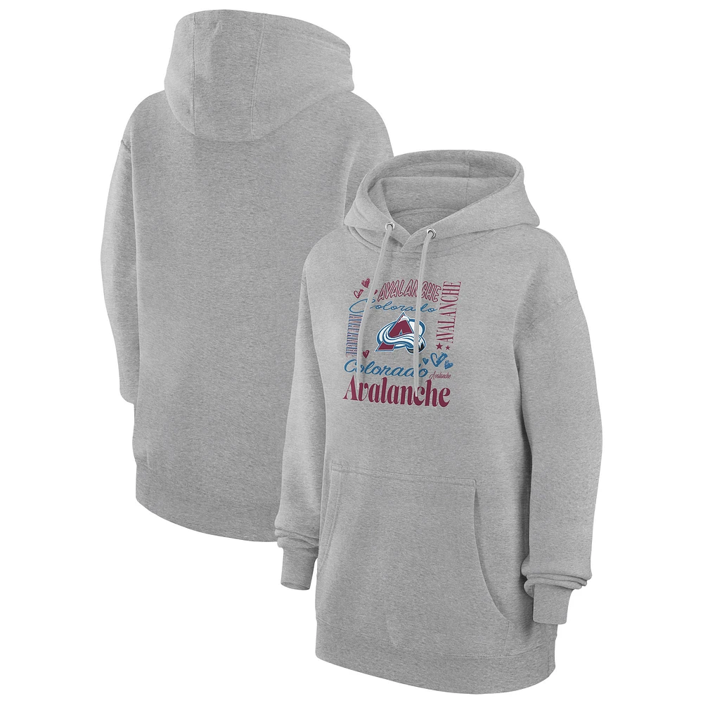 Women's G-III 4Her by Carl Banks Heather Gray Colorado Avalanche Collage Team Graphic Fleece Pullover Hoodie