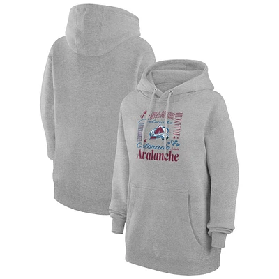 Women's G-III 4Her by Carl Banks Heather Gray Colorado Avalanche Collage Team Graphic Fleece Pullover Hoodie