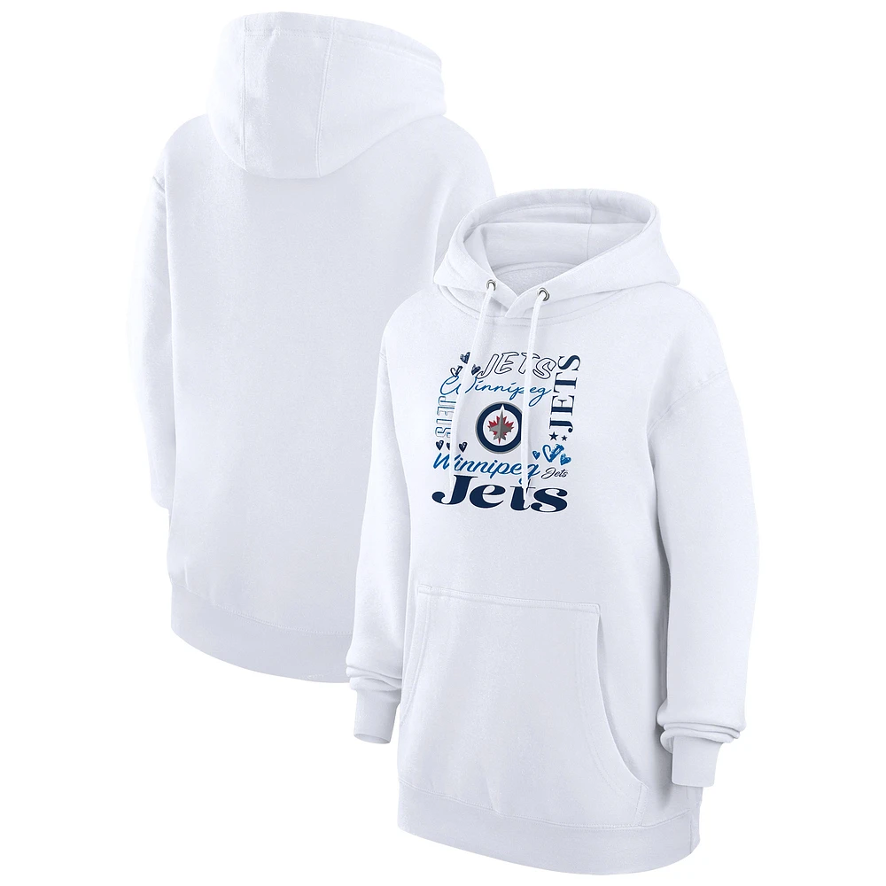 Women's G-III 4Her by Carl Banks White Winnipeg Jets Collage Team Graphic Fleece Pullover Hoodie