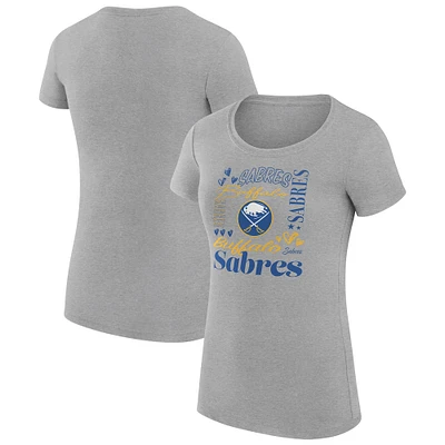 Women's G-III 4Her by Carl Banks Heather Gray Buffalo Sabres Collage Team Graphic Fitted T-Shirt