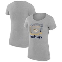 Women's G-III 4Her by Carl Banks Heather Gray Nashville Predators Collage Team Graphic Fitted T-Shirt