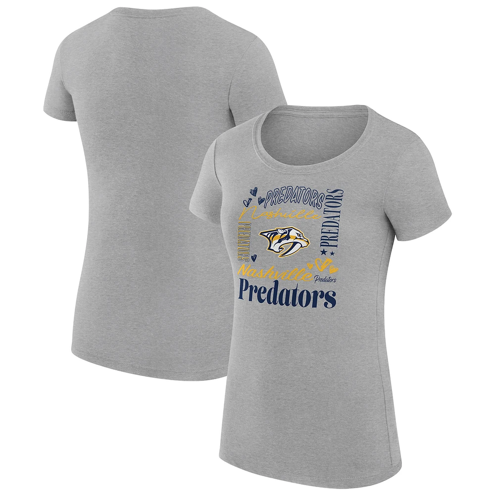 Women's G-III 4Her by Carl Banks Heather Gray Nashville Predators Collage Team Graphic Fitted T-Shirt