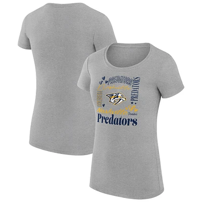 Women's G-III 4Her by Carl Banks Heather Gray Nashville Predators Collage Team Graphic Fitted T-Shirt