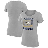 Women's G-III 4Her by Carl Banks Heather Gray Nashville Predators Collage Team Graphic Fitted T-Shirt