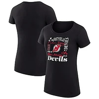 Women's G-III 4Her by Carl Banks Black New Jersey Devils Collage Team Graphic Fitted T-Shirt