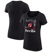 Women's G-III 4Her by Carl Banks Black New Jersey Devils Collage Team Graphic Fitted T-Shirt