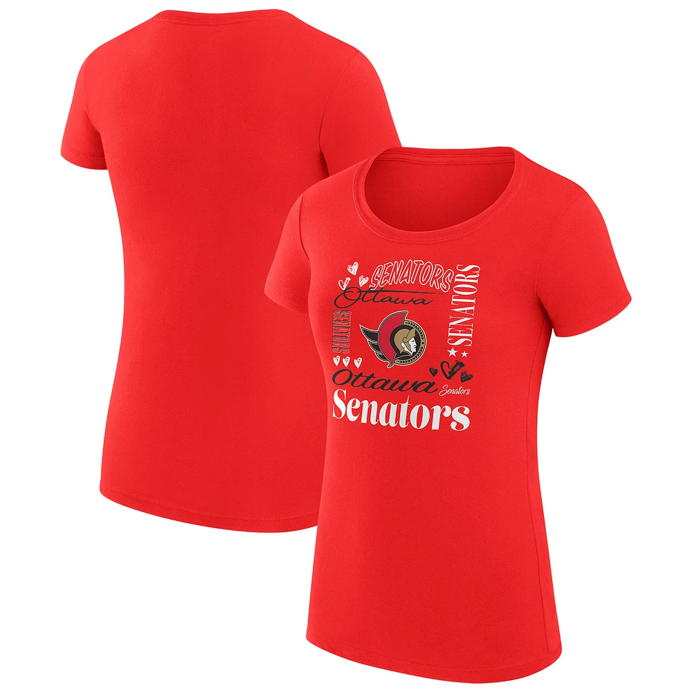 Women's G-III 4Her by Carl Banks Red Ottawa Senators Collage Team Graphic Fitted T-Shirt