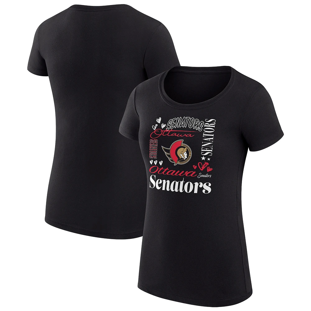 Women's G-III 4Her by Carl Banks Black Ottawa Senators Collage Team Graphic Fitted T-Shirt