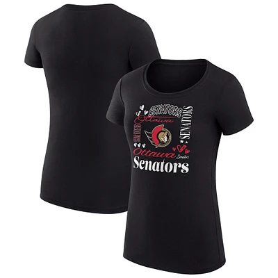 Women's G-III 4Her by Carl Banks Black Ottawa Senators Collage Team Graphic Fitted T-Shirt