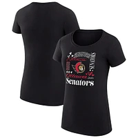 Women's G-III 4Her by Carl Banks Black Ottawa Senators Collage Team Graphic Fitted T-Shirt