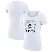 Women's G-III 4Her by Carl Banks White Vancouver Canucks Collage Team Graphic Fitted T-Shirt