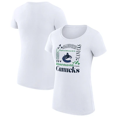 Women's G-III 4Her by Carl Banks White Vancouver Canucks Collage Team Graphic Fitted T-Shirt