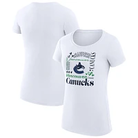 Women's G-III 4Her by Carl Banks White Vancouver Canucks Collage Team Graphic Fitted T-Shirt