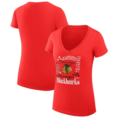 Women's G-III 4Her by Carl Banks Chicago Blackhawks Collage Team Graphic Fitted T-Shirt