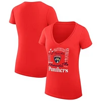 Women's G-III 4Her by Carl Banks Red Florida Panthers Collage Team Graphic Fitted T-Shirt