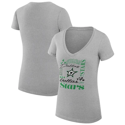 Women's G-III 4Her by Carl Banks Heather Gray Dallas Stars Collage Team Graphic Fitted T-Shirt