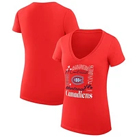 Women's G-III 4Her by Carl Banks Red Montreal Canadiens Collage Team Graphic Fitted T-Shirt