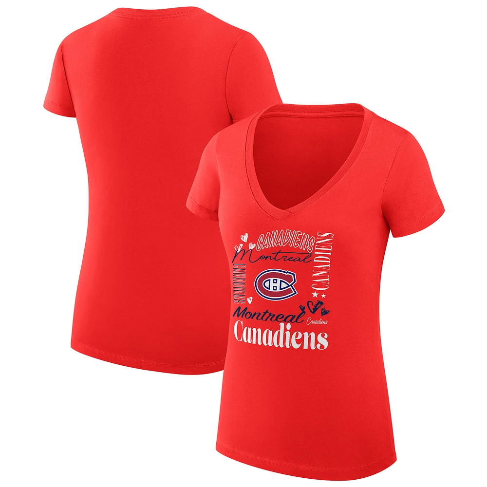 Women's G-III 4Her by Carl Banks Red Montreal Canadiens Collage Team Graphic Fitted T-Shirt