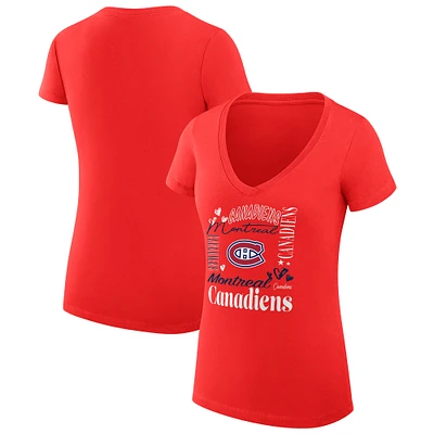 Women's G-III 4Her by Carl Banks Red Montreal Canadiens Collage Team Graphic Fitted T-Shirt