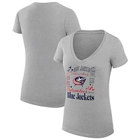 Women's G-III 4Her by Carl Banks Heather Gray Columbus Blue Jackets Collage Team Graphic Fitted T-Shirt