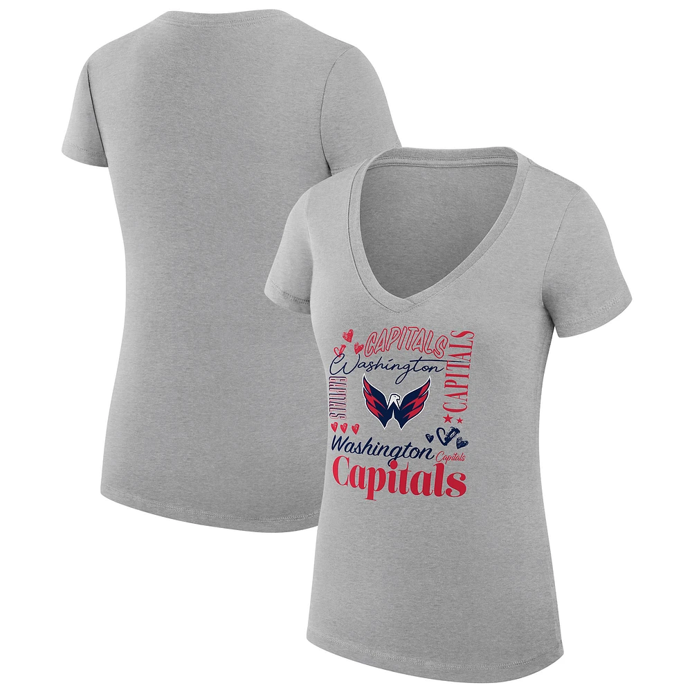 Women's G-III 4Her by Carl Banks Heather Gray Washington Capitals Collage Team Graphic Fitted T-Shirt