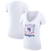 Women's G-III 4Her by Carl Banks White New York Rangers Collage Team Graphic Fitted T-Shirt