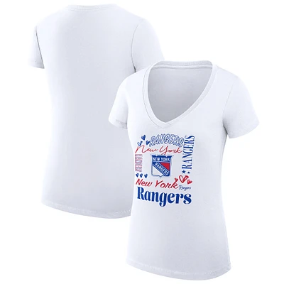 Women's G-III 4Her by Carl Banks White New York Rangers Collage Team Graphic Fitted T-Shirt