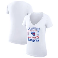 Women's G-III 4Her by Carl Banks White New York Rangers Collage Team Graphic Fitted T-Shirt