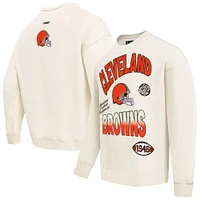 Men's Pro Standard Cream Cleveland Browns Turn It Up Pullover Sweatshirt