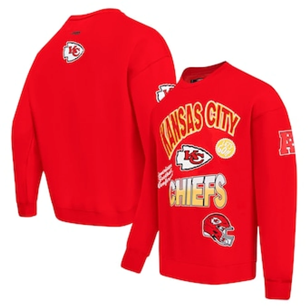 Men's Pro Standard Red Kansas City Chiefs Turn It Up Drop Shoulder Pullover Sweatshirt