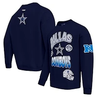 Men's Pro Standard Navy Dallas Cowboys Turn It Up Drop Shoulder Pullover Sweatshirt