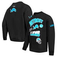 Men's Pro Standard Black Detroit Lions Turn It Up Drop Shoulder Pullover Sweatshirt