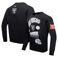 Men's Pro Standard Black Las Vegas Raiders Turn It Up Drop Shoulder Pullover Sweatshirt