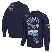 Men's Pro Standard Navy Tennessee Titans Turn It Up Drop Shoulder Pullover Sweatshirt