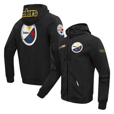 Men's Pro Standard  Black Pittsburgh Steelers Split Logo Double Knit Full-Zip Hoodie