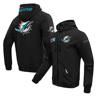 Men's Pro Standard  Black Miami Dolphins Split Logo Double Knit Full-Zip Hoodie