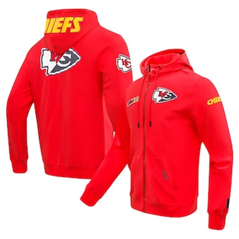 Men's Pro Standard  Red Kansas City Chiefs Split Logo Double Knit Full-Zip Hoodie