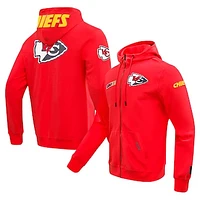 Men's Pro Standard  Red Kansas City Chiefs Split Logo Double Knit Full-Zip Hoodie