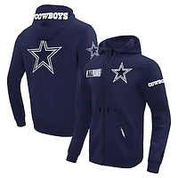 Men's Pro Standard  Navy Dallas Cowboys Split Logo Double Knit Full-Zip Hoodie