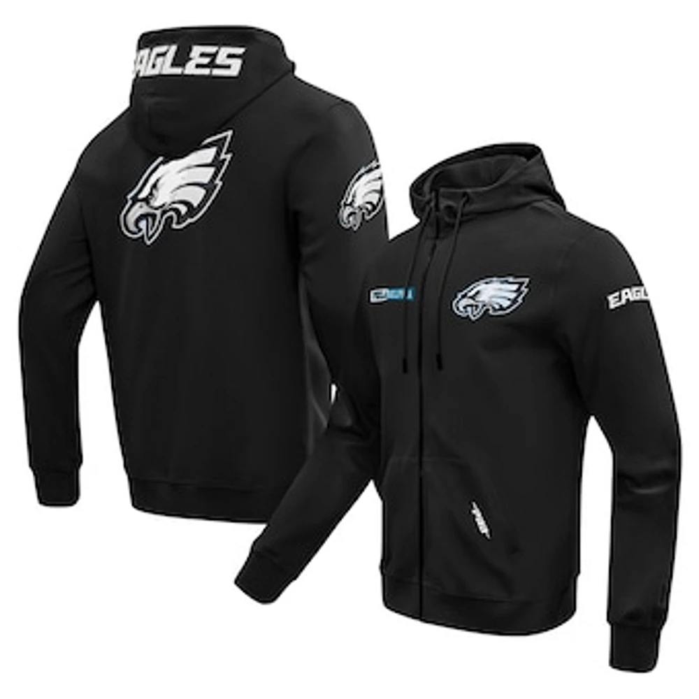 Men's Pro Standard  Black Philadelphia Eagles Split Logo Double Knit Full-Zip Hoodie