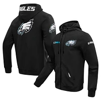 Men's Pro Standard  Black Philadelphia Eagles Split Logo Double Knit Full-Zip Hoodie