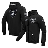 Men's Pro Standard  Black Las Vegas Raiders Split Logo Double Knit Full-Zip Hoodie