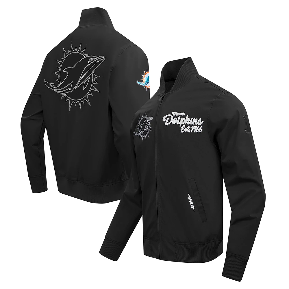 Men's Pro Standard Black Miami Dolphins Paint The City Twill Full-Zip Jacket