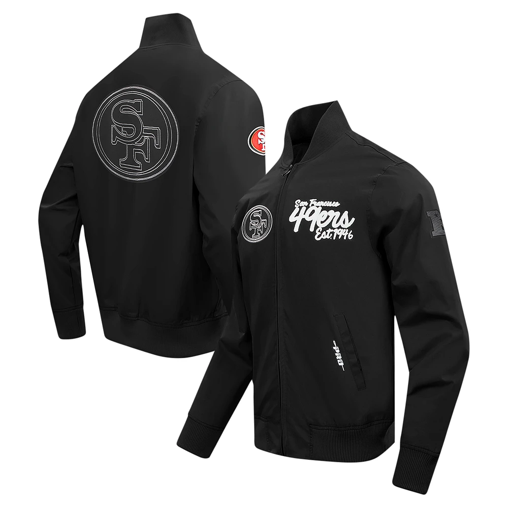 Men's Pro Standard Black San Francisco 49ers Paint The City Twill Full-Zip Jacket